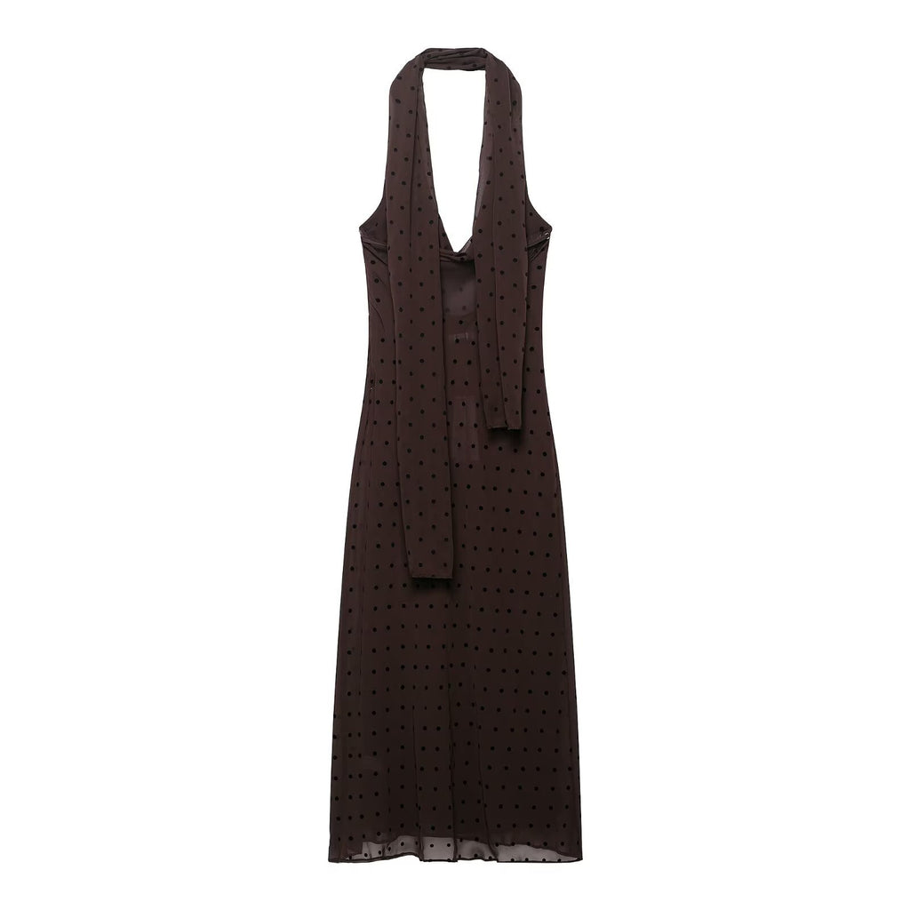 Polka Scarf Long Dress