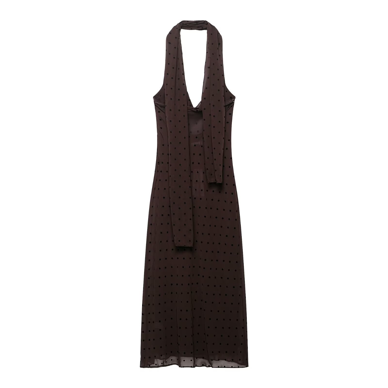 Polka Scarf Long Dress