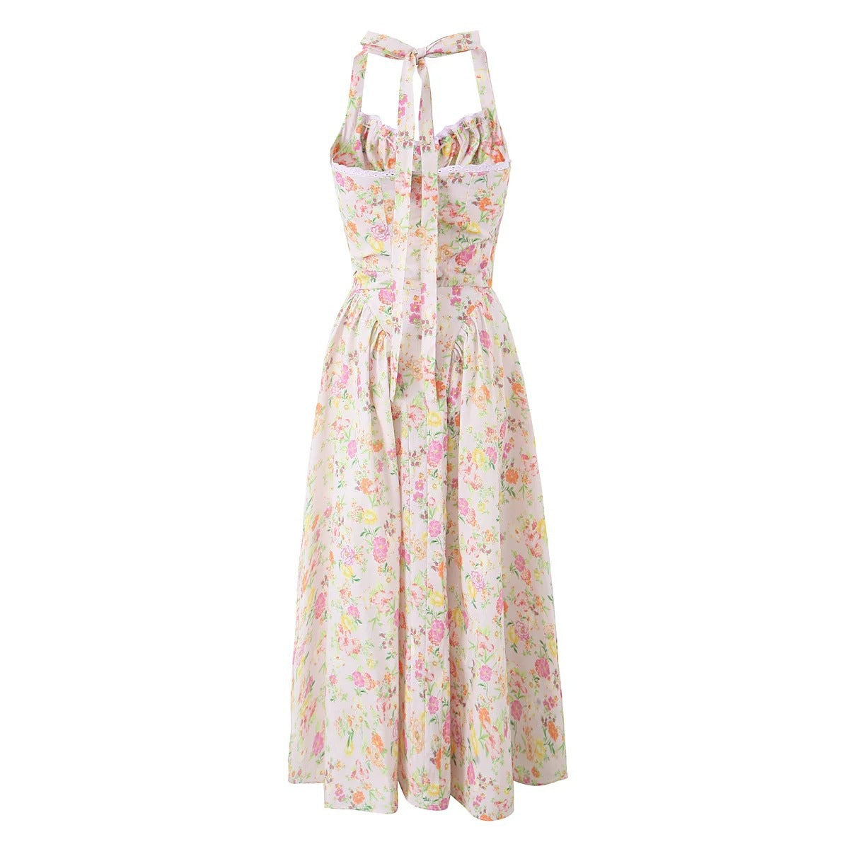 Robe Mi-Longue Dos Nu Fleurie