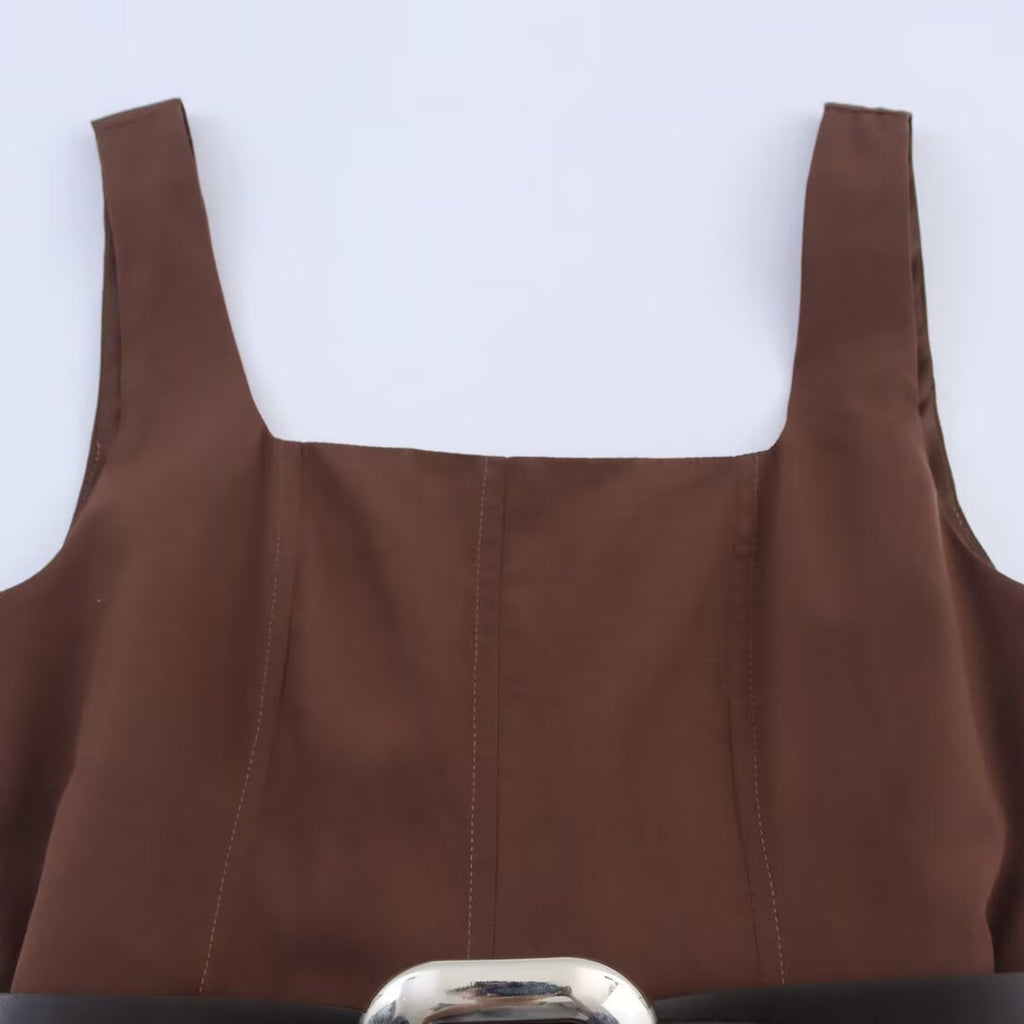 Belt and Flute Strap Dress