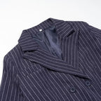 Striped woolen long coat jacket