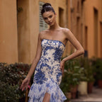 Sexy Strapless Printed Dress
