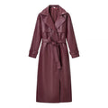 Veste en Cuir Longue à Laçage