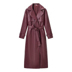 Veste en Cuir Longue à Laçage