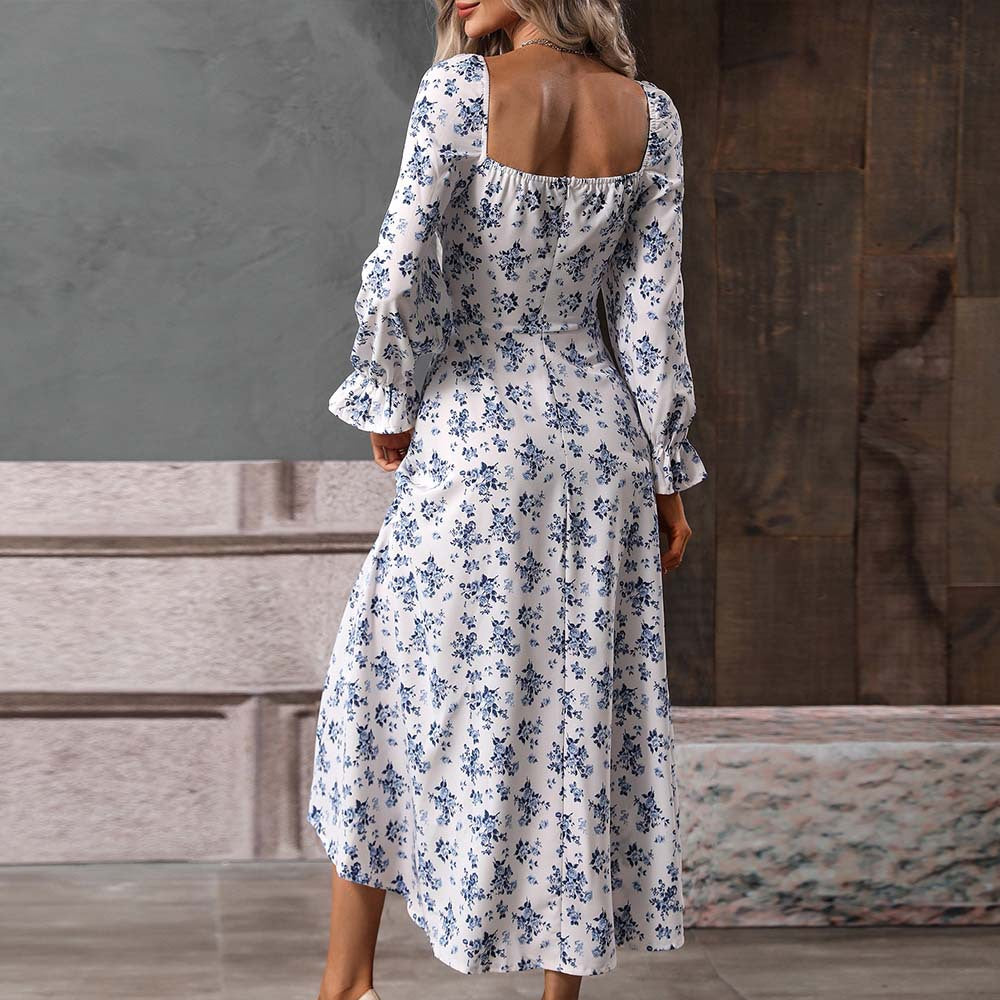 Robe Longue Fleurie Manches Longues
