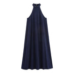 Hanging neck denim dress