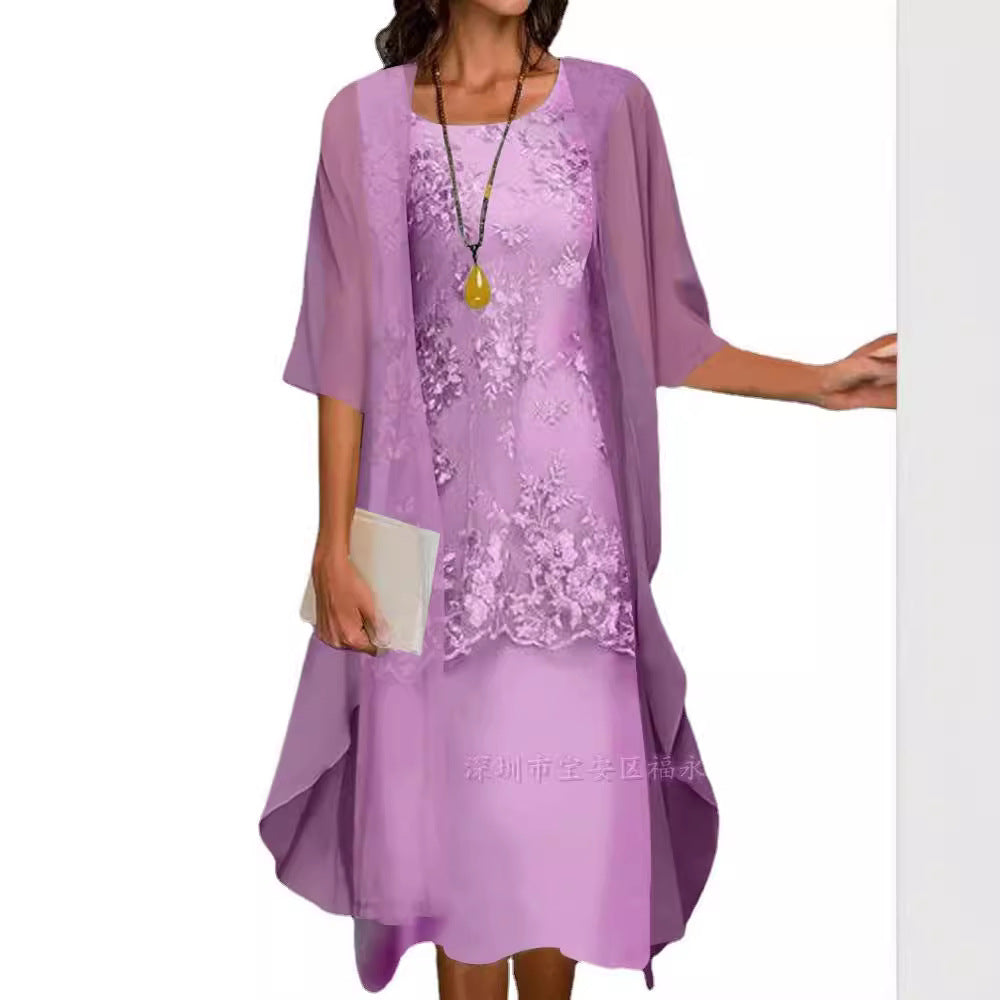 Ensemble robe élégante en dentelle et mousseline
