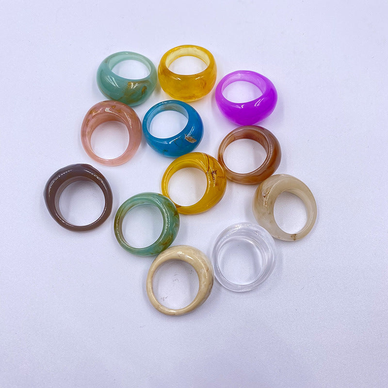 Set 12 Bagues Acryliques Colorées