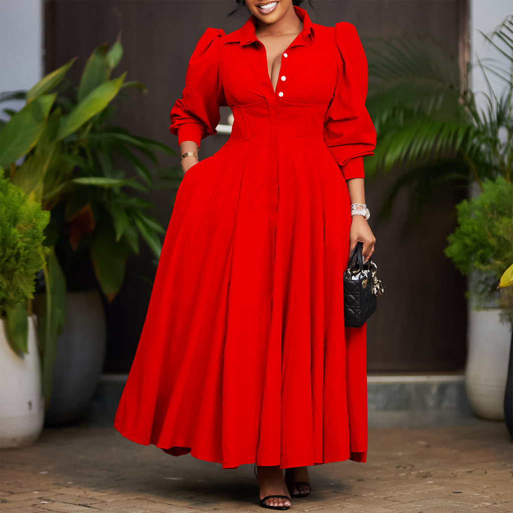Long Sleeve Flared Dress