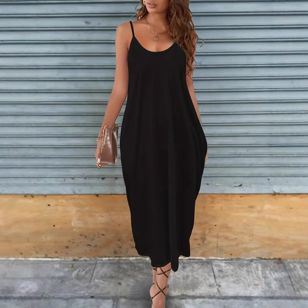 Robe décontractée sans bretelles unie pour femme