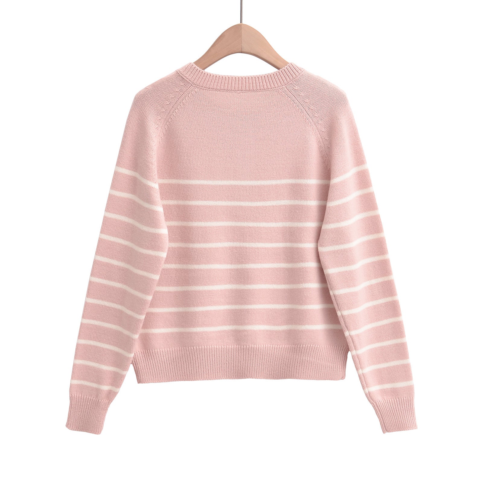 Striped round neck long sleeved loose sweater