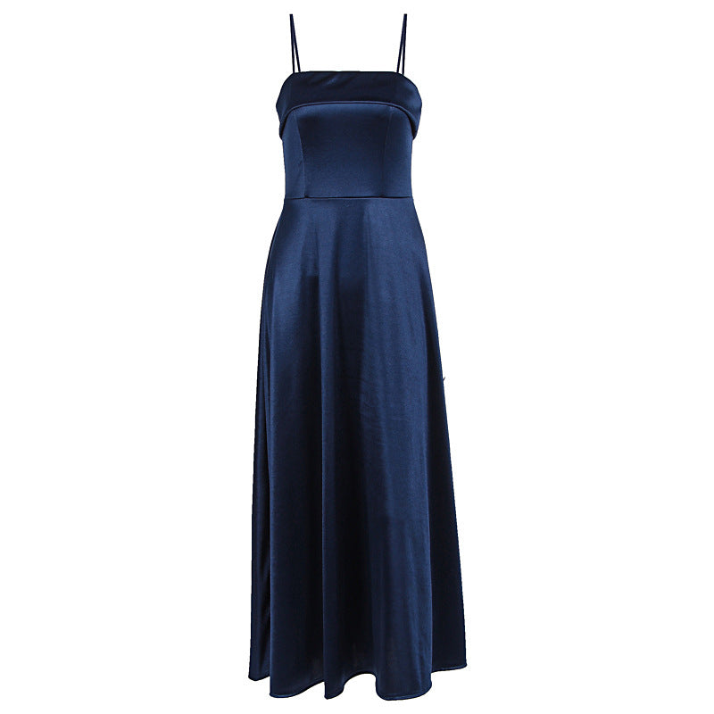 Satin suspender evening dress fashion dress