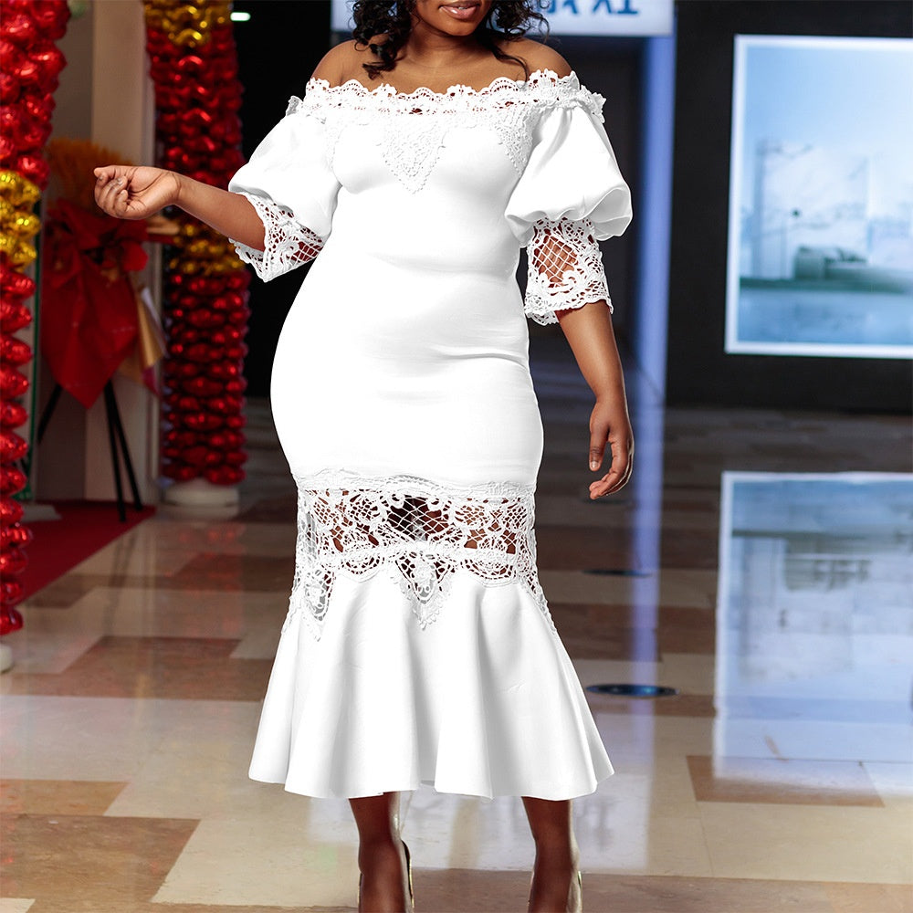 Lace off shoulder dress
