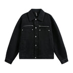Zipper decoration workwear denim jacket
