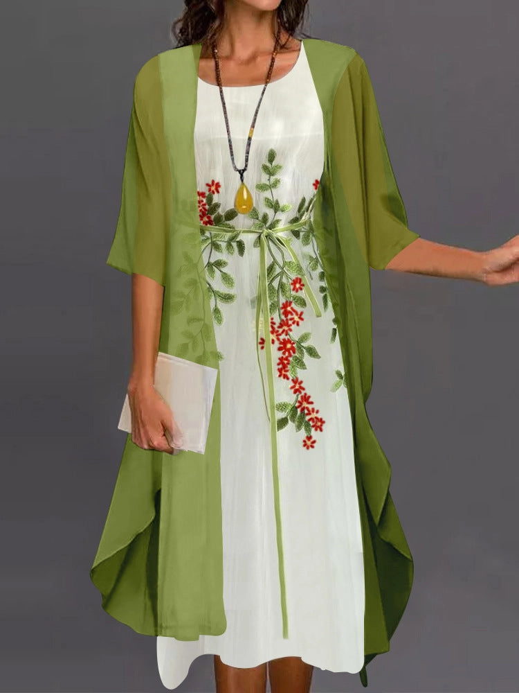 Ensemble robe élégante en dentelle et mousseline