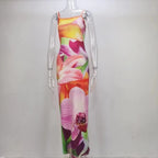 Backless split camisole dress