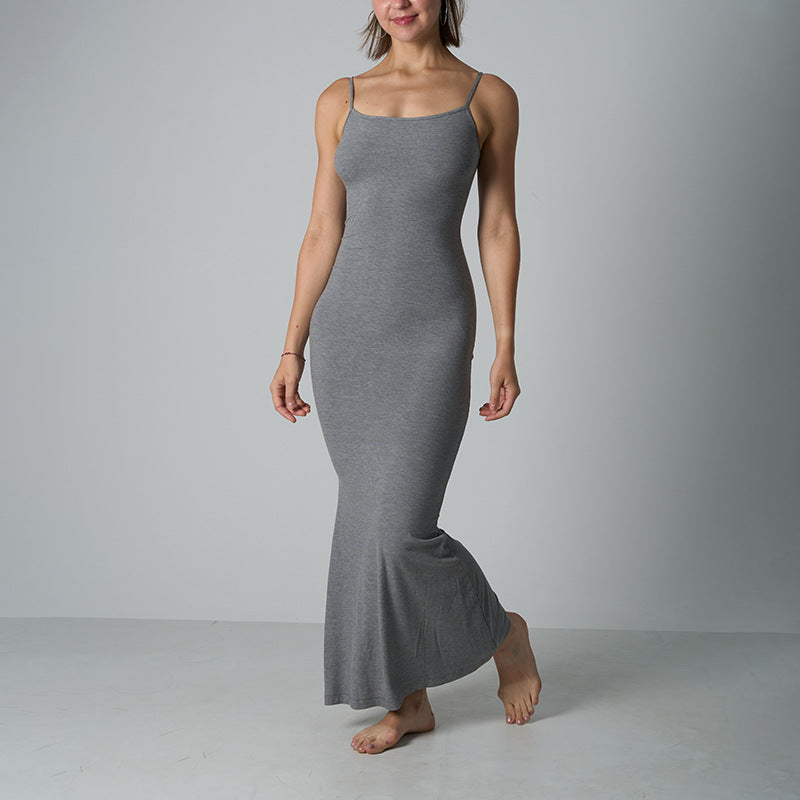 Robe longue Robe de détente en modal Robe à fines bretelles