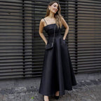 Satin suspender evening dress fashion dress
