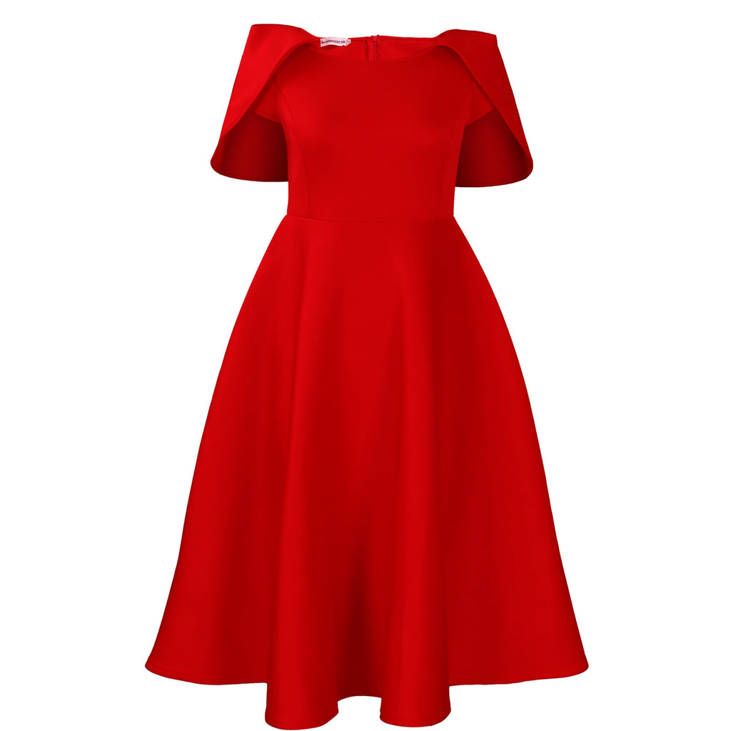 Party Flared Dress with Cape