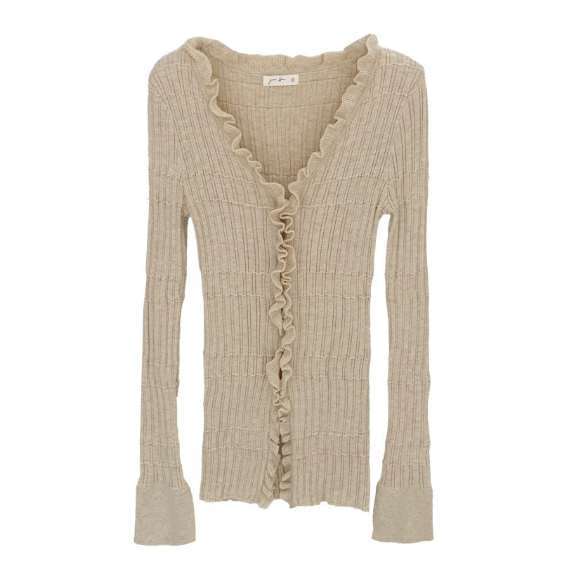 Cardigan Col V Volants