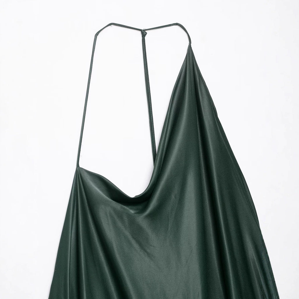 Asymmetric satin texture dress