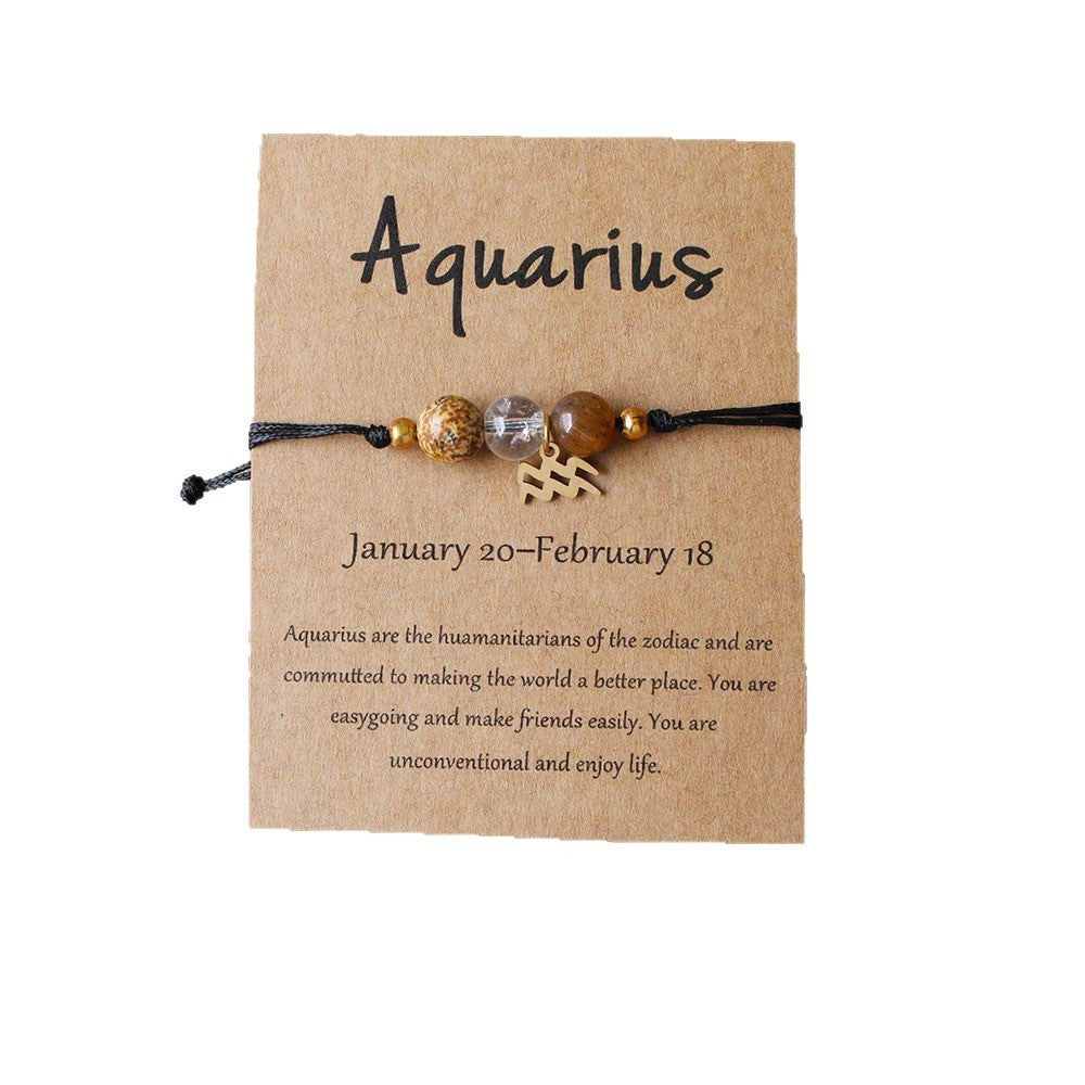 Bracelet Perlé Pierre Naturelle Œil de Tigre Signe Zodiaque