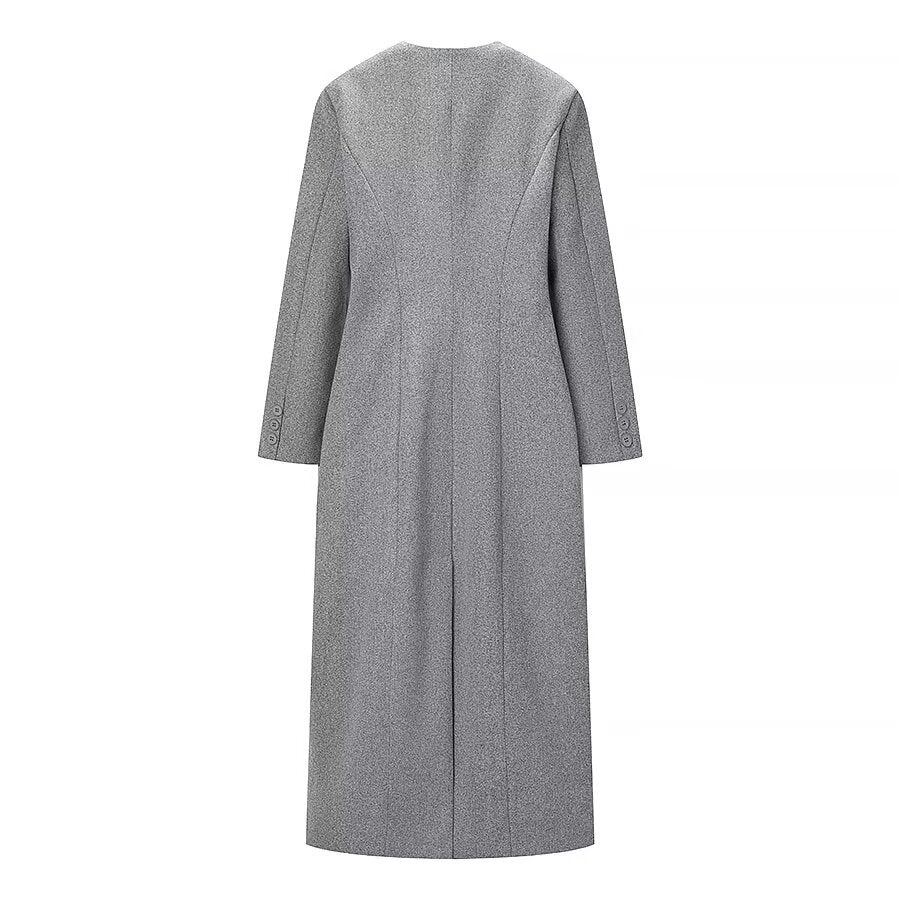 Manteau long en laine élégant, multibrins, pour les trajets quotidiens