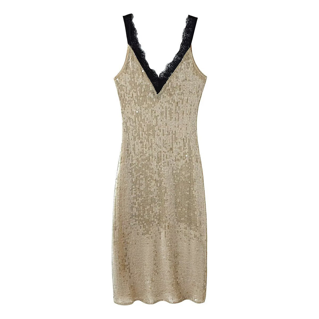 Bead embellished lace dress