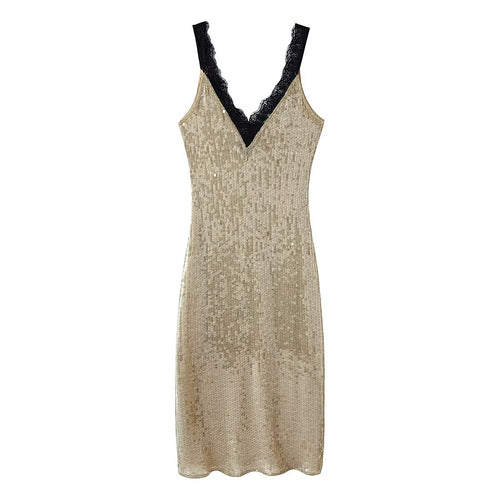 Bead embellished lace dress