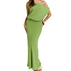 One-Shoulder Waist-Cinched Dress Long Dress