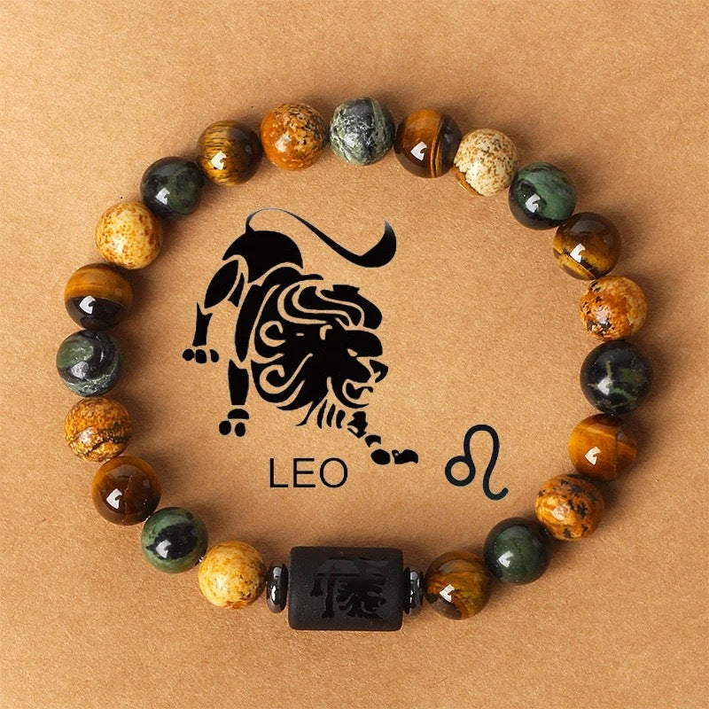 Bracelet Perlé Pierre Naturelle Œil de Tigre Signe Zodiaque