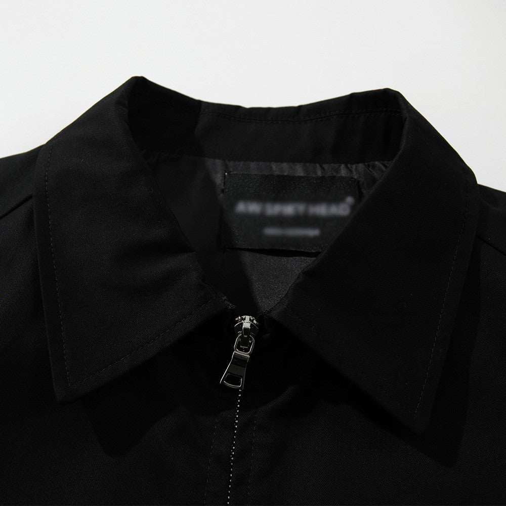 Loose casual double zipper lapel jacket