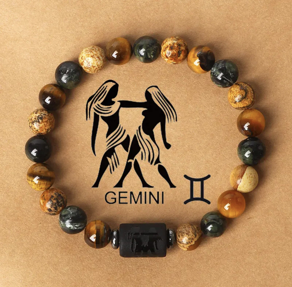 Bracelet Perlé Pierre Naturelle Œil de Tigre Signe Zodiaque
