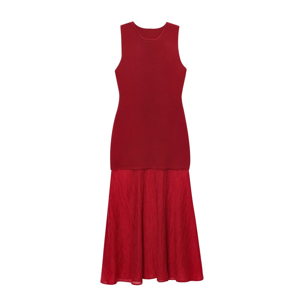 Knitted patchwork long dress