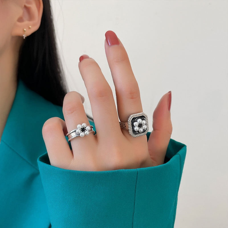 Bague Argent 925 Perle Fleur