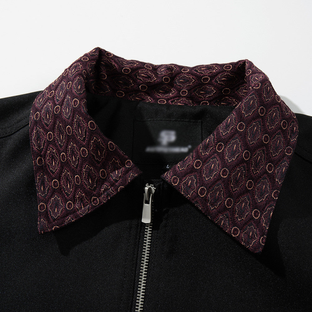 Splicing contrasting zipper lapel jacket