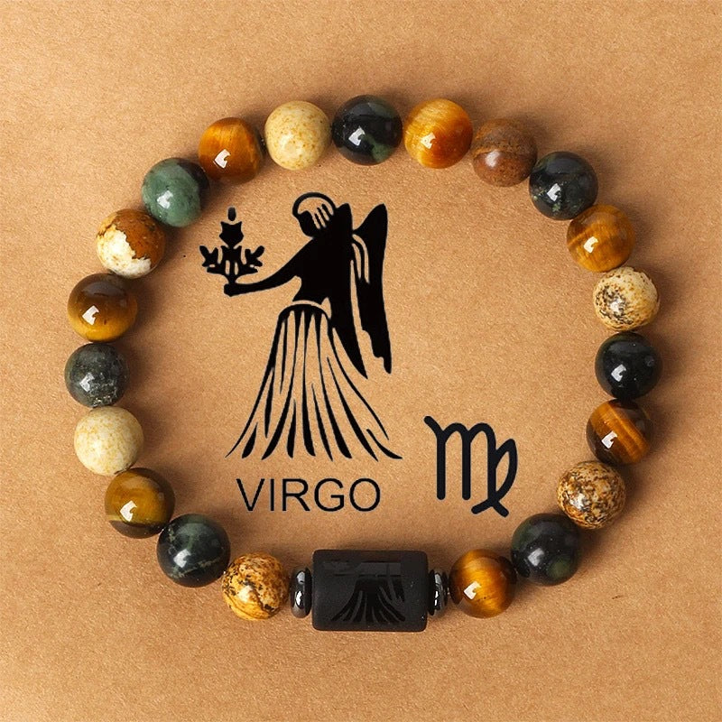 Bracelet Perlé Pierre Naturelle Œil de Tigre Signe Zodiaque