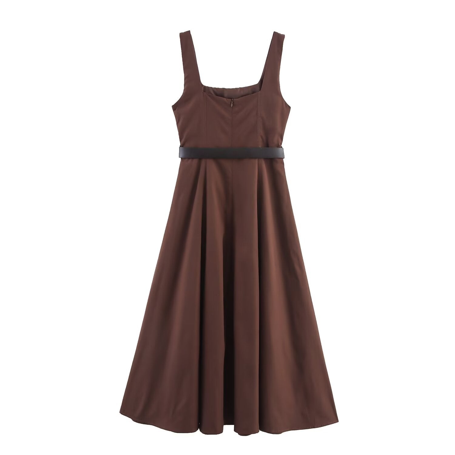 Belt and Flute Strap Dress