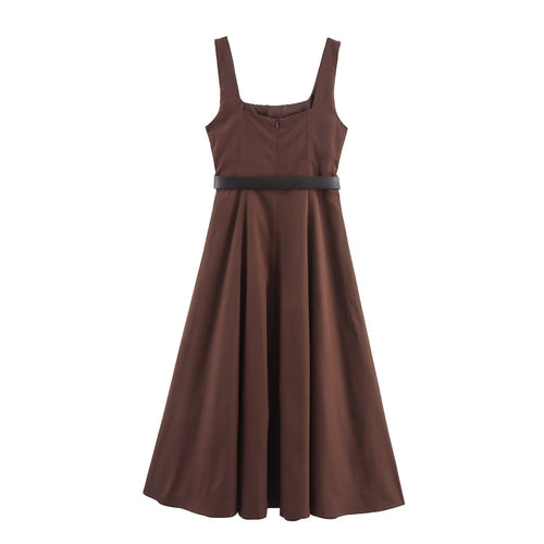 Belt and Flute Strap Dress