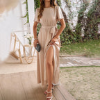Robe Fendue Laçage Élégante
