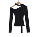 Slanted collar off shoulder top
