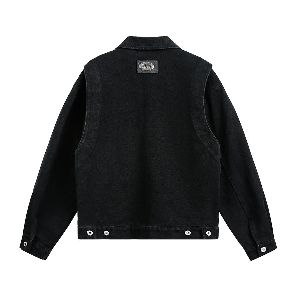 Zipper decoration workwear denim jacket