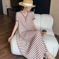 Striped pleated dress