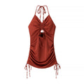 Slimming strap drawstring dress