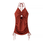 Slimming strap drawstring dress