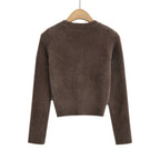 Cardigan en tricot à col en V, simple boutonnage, manches longues