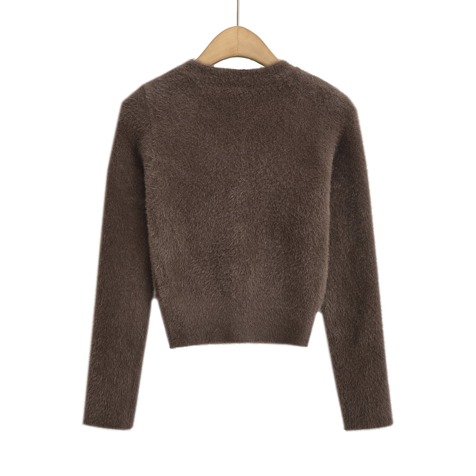 Cardigan en tricot à col en V, simple boutonnage, manches longues