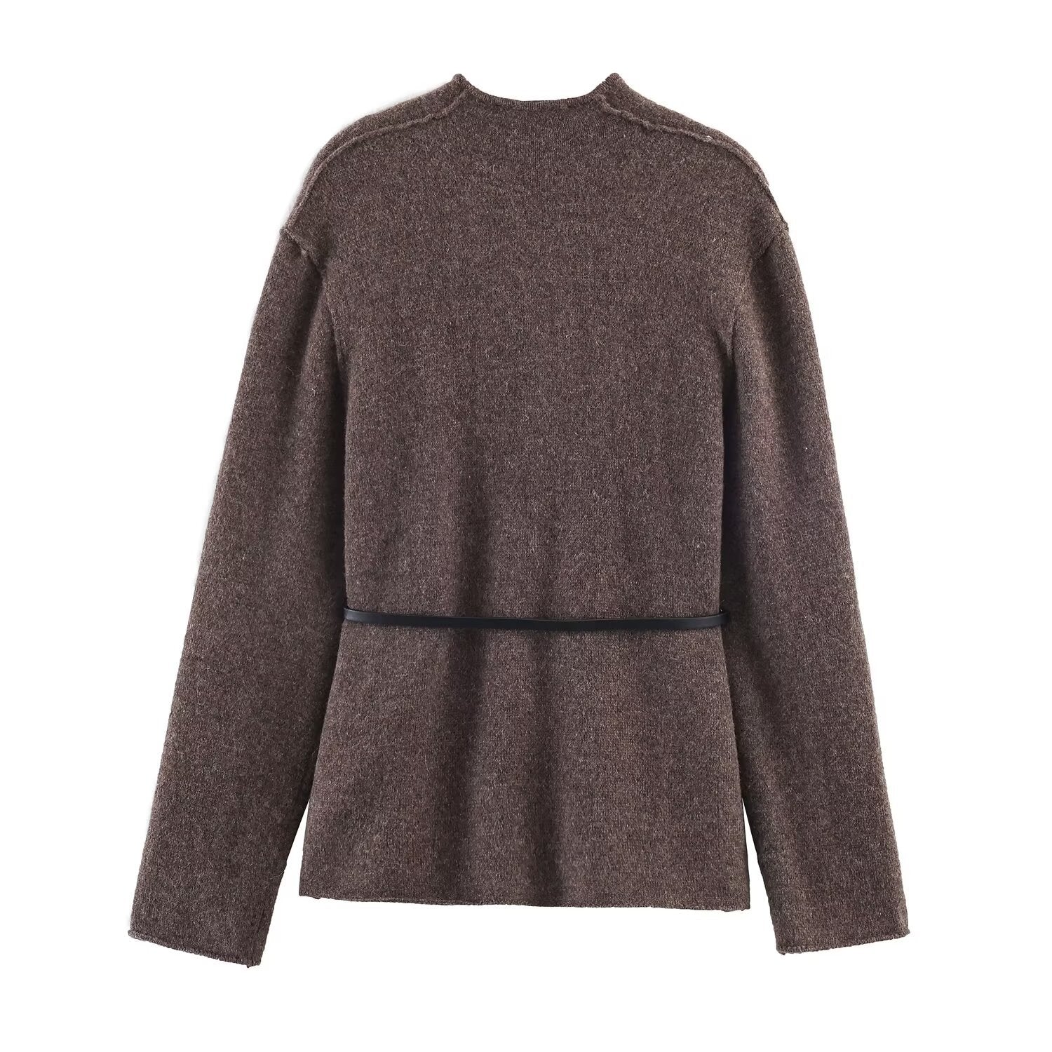 Manteau Élégant en Maille avec Ceinture