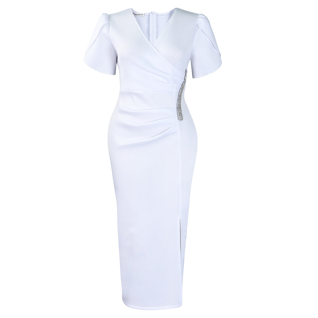 V-neck long dress