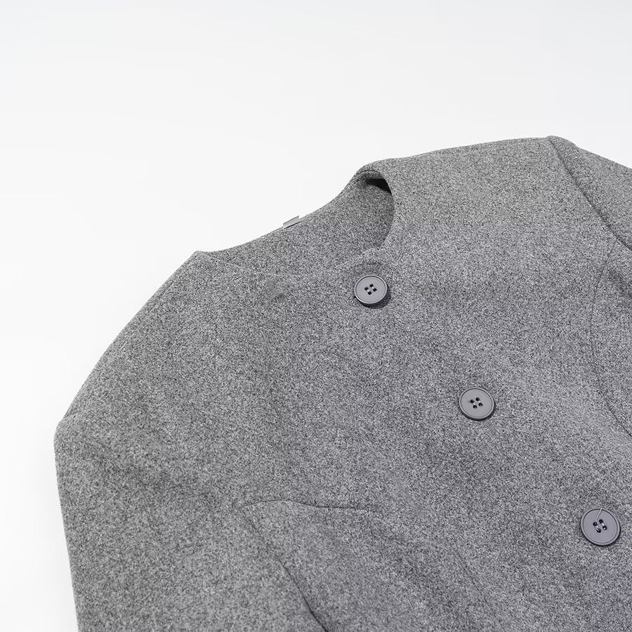 Manteau long en laine élégant, multibrins, pour les trajets quotidiens